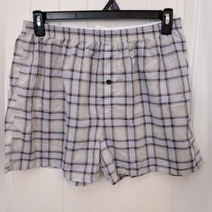 BAMBOO cool Plaid Boxers in White and blue XL